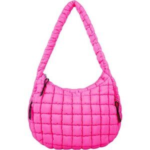 Quilted Puffer Tote Bag Pink